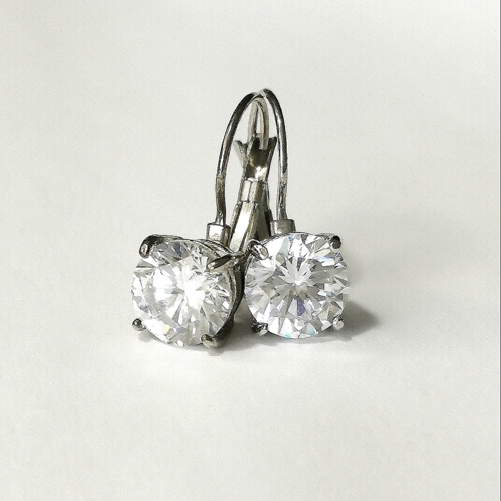 Vintage 2ct Cz Drop Earrings Leverback
